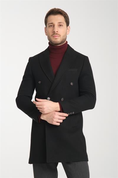 Slim fit Erkek Kalın Kruvaze Kaban-palto