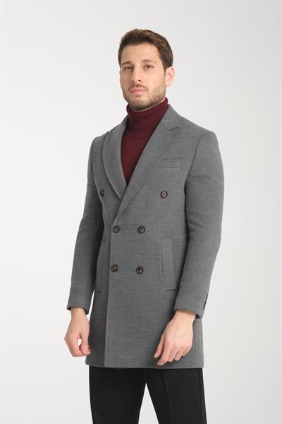 Slim fit Erkek Kalın Kruvaze Kaban-palto