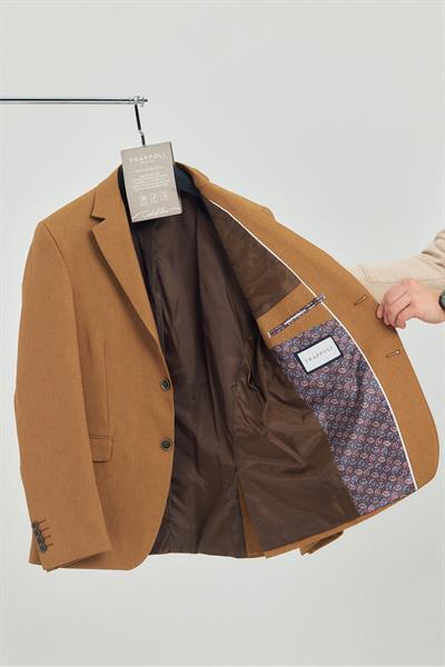 Stefa Erkek Hardal Slim Fit Mono Yaka Blazer (Büyük Beden - Battal)