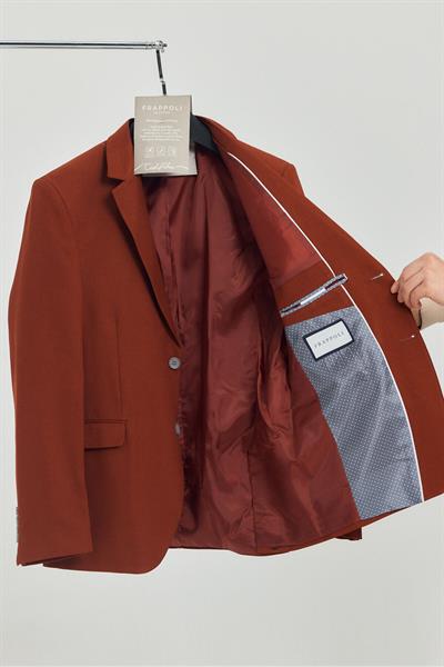 Stefa Erkek Kiremit Slim Fit Mono Yaka Blazer (Büyük Beden - Battal)