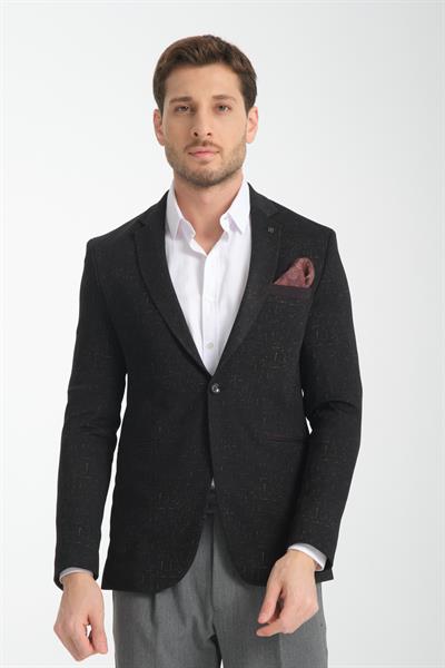 Takiro Erkek Koyu Kahve Esneyen Kumaş Slim Fit Mono Yaka Spor Blazer Ceket