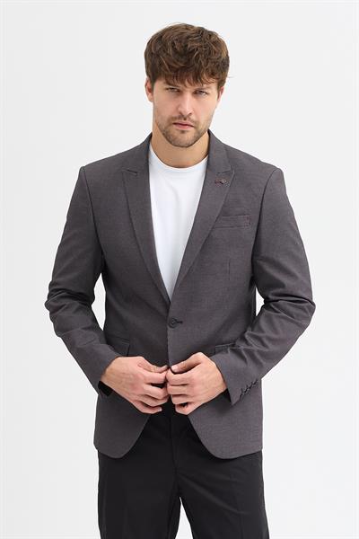 Valdo Erkek Kahve-Siyah Poliviskon Kumaşlı Slim Fit Spor Blazer Ceket