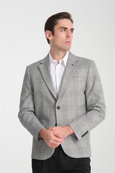 Vatana Erkek Siyah Mono Yaka Yarım Astarlı Slim Fit Spor Blazer Ceket