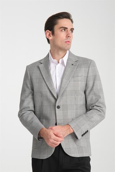 Vatana Erkek Siyah Mono Yaka Yarım Astarlı Slim Fit Spor Blazer Ceket