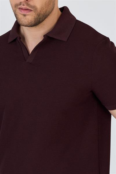 Venedik Erkek Bordo Pamuk Karışımlı Polo Yaka T-Shirt
