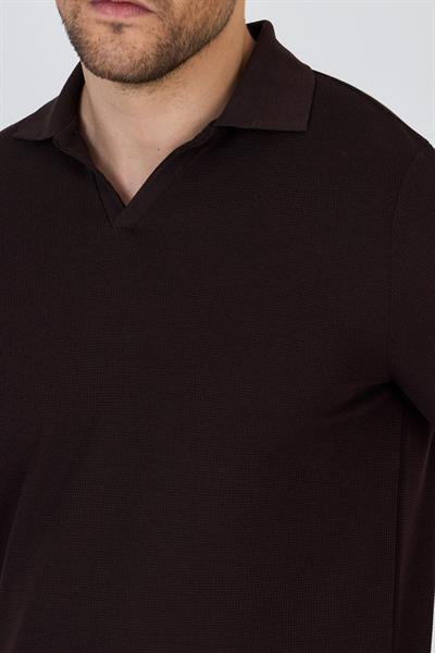 Venedik Erkek Kahve Pamuk Karışımlı Polo Yaka T-Shirt