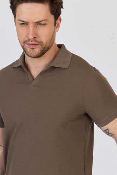 Venedik Erkek Koyu Vizon Pamuk Karışımlı Polo Yaka T-Shirt