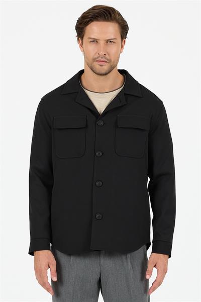 Viana Erkek Siyah Overshirt Likralı Spor Ceket