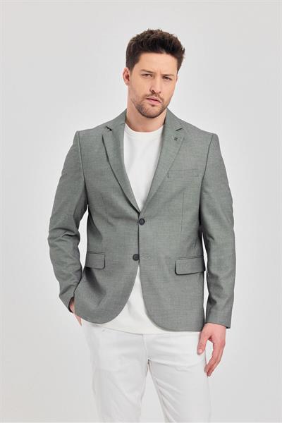 Vitale Erkek Siyah Poliviskon Kumaş Slim Fit Blazer Ceket
