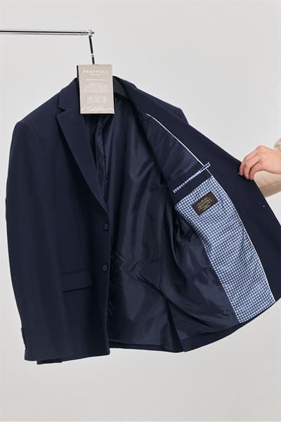 Vorteks Erkek Lacivert Likralı Esnek Kumaşlı Slim Fit Blazer Ceket (Büyük Beden - Battal)