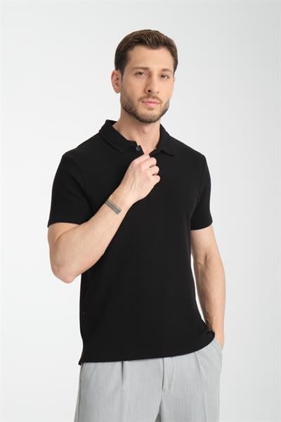 Waffle Erkek Regular Fit Polo Yaka T-Shirt 100% Pamuk POLOYAKA-DÜĞMELİ