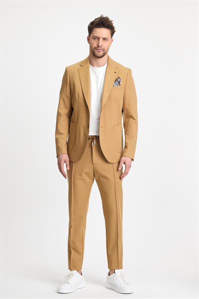 Wilson Erkek Camel Pamuk Karışımlı  Yazlık Serin Tutan Kumaş  Slim Fit  2li Takım Elbise