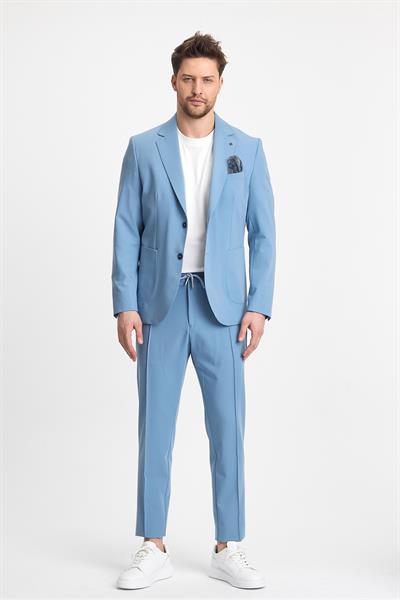 Wilson Erkek Mavi Pamuk Karışımlı  Yazlık Serin Tutan Kumaş  Slim Fit  2li Takım Elbise