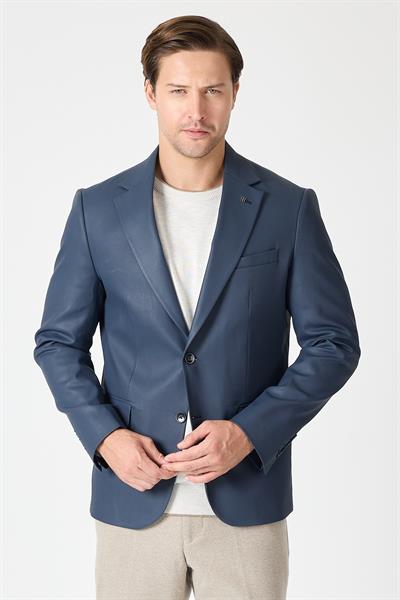 Yolix Erkek Antrasit Denim Görünümlü Spor Blazer Ceket