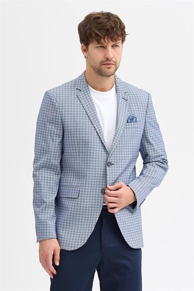 Zabadeo Erkek Lacivert Desenli Poliviskon Kumaşlı Slim Fit Spor Blazer Ceket