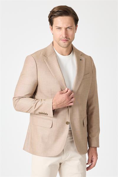 Zasue Erkek Vizon Keten Görünümlü Spor Blazer Ceket