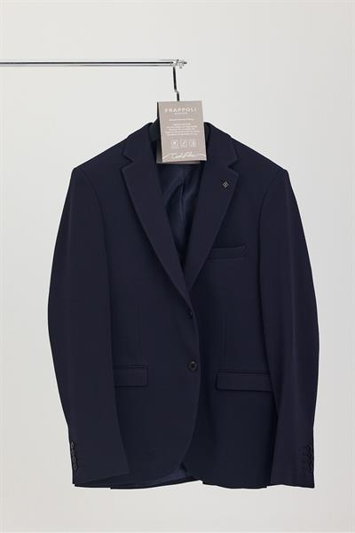 Zeus Erkek Lacivert Esneyen Likralı Kumaşlı Mono Yaka SlimFit Spor Blazer Ceket (Büyük Beden-Battal)