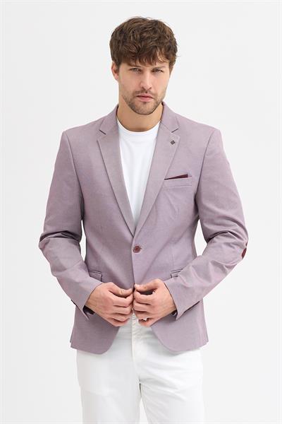 Zoilo Erkek Bordo Poliviskon Kumaşlı Dirsekli Slim Fit Spor Blazer Ceket