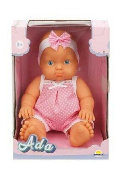 Ada Bebek Saçsız 23 cm. - Pembe Kurdele Puantiyeli