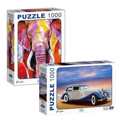 KLASİK ARABA - FİL 1000 PARÇA PUZZLE 2Lİ SET