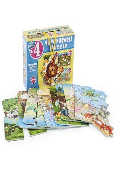 Diy Toy 1481 Süper Renkli Puzzle Hayvanlar 4 Lü Set
