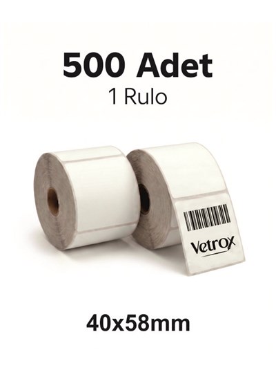 VETROX 1.KALİTE TERMAL BARKOD TERAZİ ETİKETİ 40x58mm 500 Adet-TAM ADET