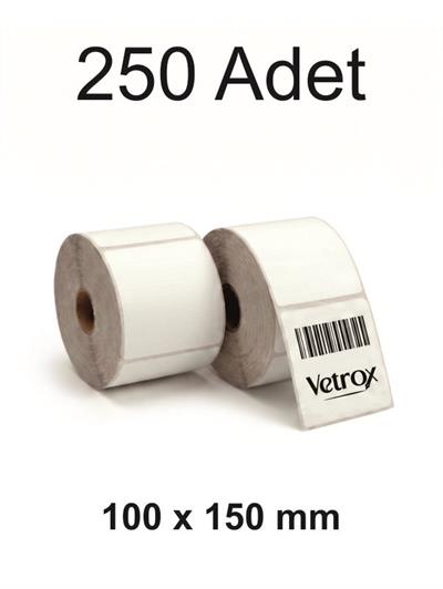 VETROX 1.KALİTE TERMAL BARKOD ETİKETİ 100X150 mm 250 Adet-TAM ADET