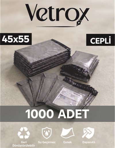 Vetrox 45x55 cm Cepli Kargo Poşeti - 1000 Adet
