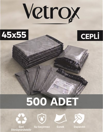 Vetrox 45x55 cm Cepli Kargo Poşeti - 500 Adet