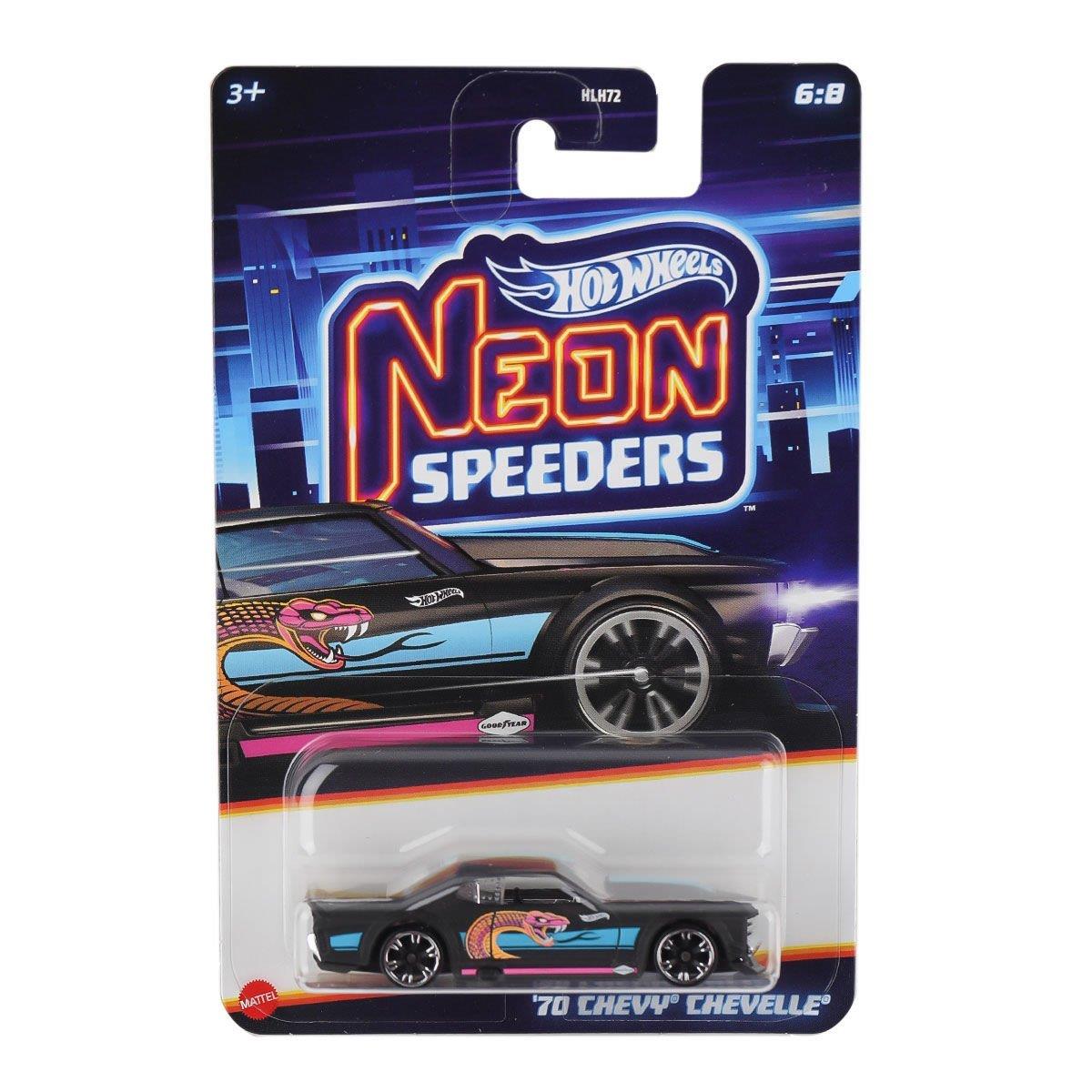 HLH72 Hot Wheels Neon Yarışlar Temalı Arabalar 10 adet koli ile