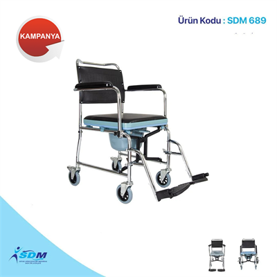 SDM689 Klozetli  Katlanır Tekerlekli Sandalye (Komod) 