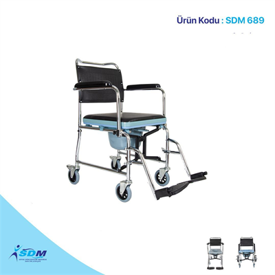 SDM689 Klozetli  Katlanır Tekerlekli Sandalye (Komod) 