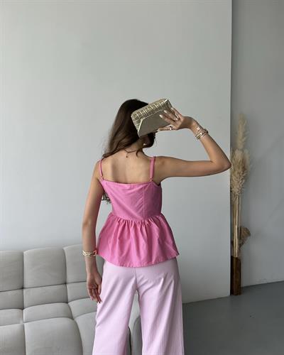 Askılı bluz - Pembe