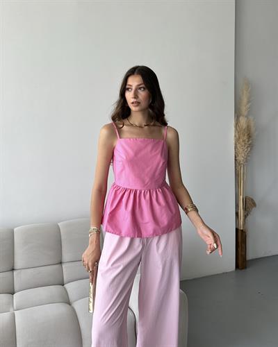 Askılı bluz - Pembe