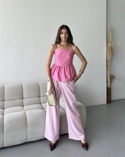 Askılı bluz - Pembe