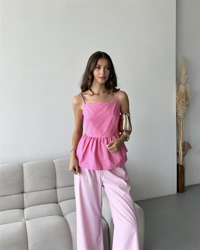 Askılı bluz - Pembe