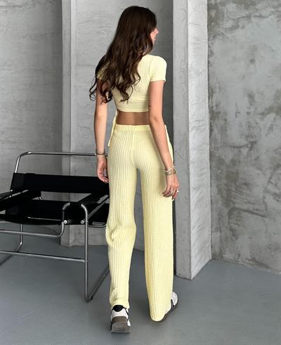 Bubble gofre pantolonlu takım - Sarı