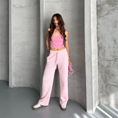 Çizgili su yolu pantolon - Pembe