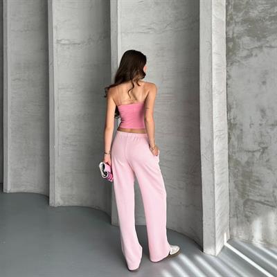 Çizgili su yolu pantolon - Pembe