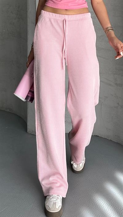 Çizgili su yolu pantolon - Pembe