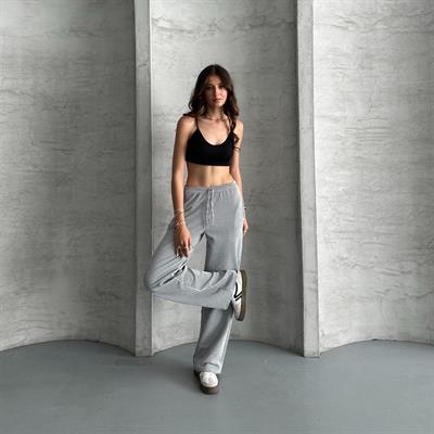 Çizgili su yolu pantolon - siyah 