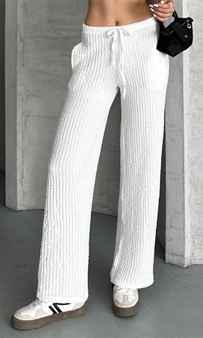 Gofre pantolon - Beyaz
