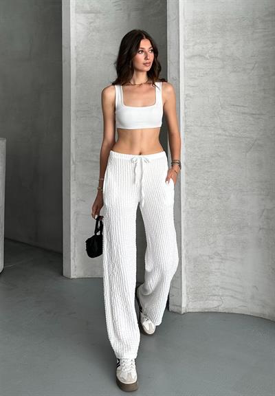 Gofre pantolon - Beyaz