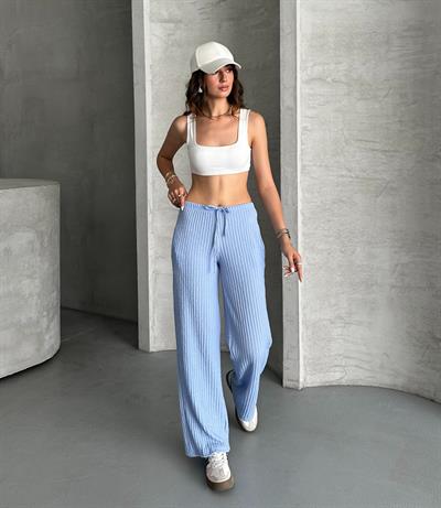 Gofre pantolon - mavi