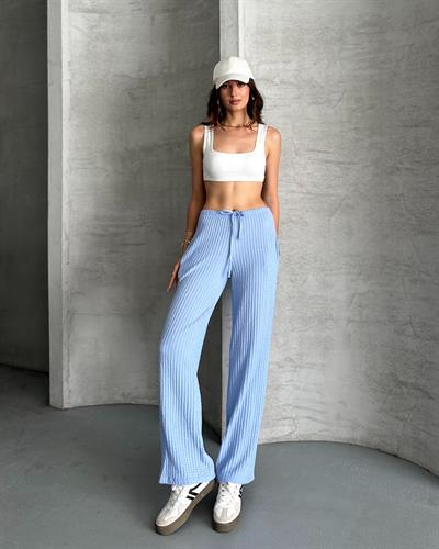 Gofre pantolon - mavi