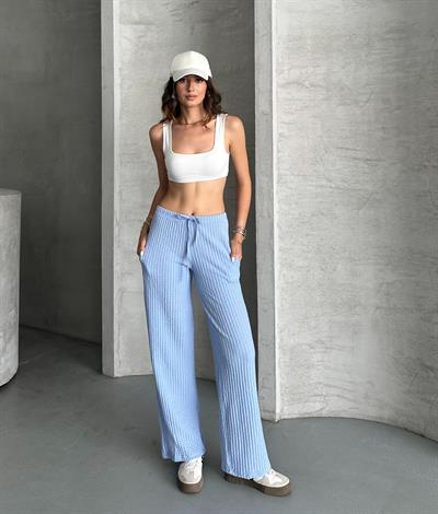 Gofre pantolon - mavi