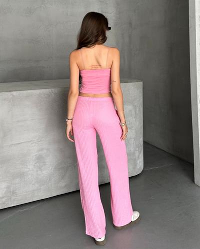 Gofre pantolon - pembe