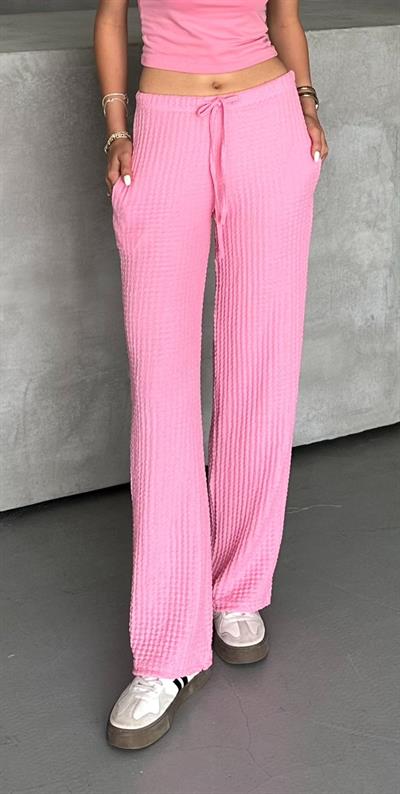 Gofre pantolon - pembe