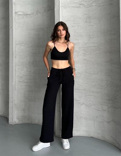 Gofre pantolon - Siyah