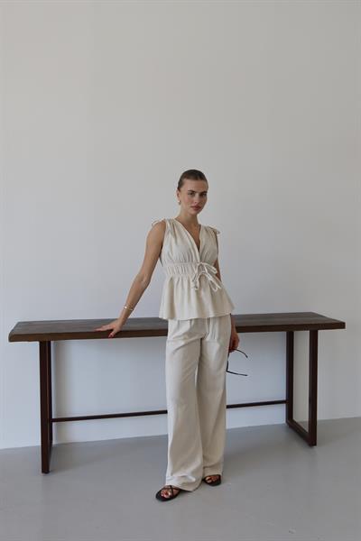 İPLİ KETEN TAKIM - BEJ